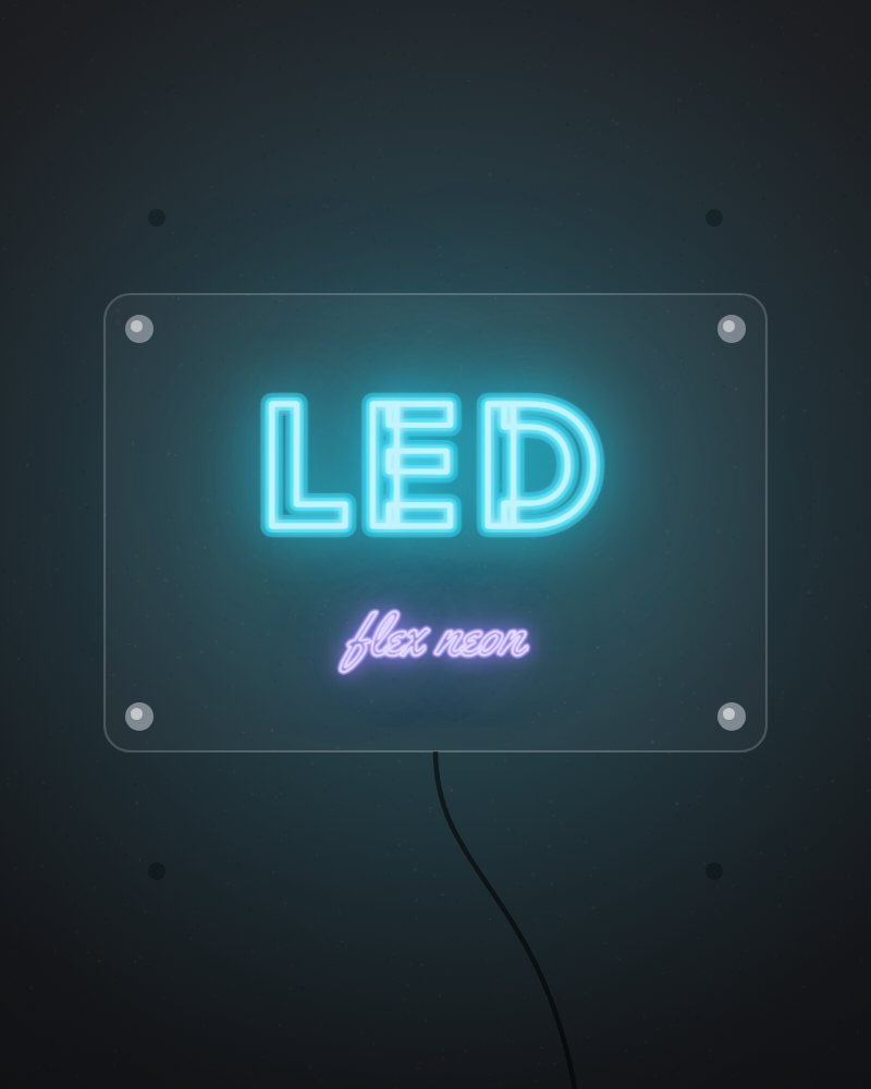 Cián LED neon felirat plexi hátlapon (illusztráció)